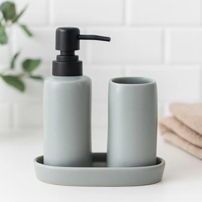 Zestaw łazienkowy PLY, ceramiczny dozownik, kubek i taca