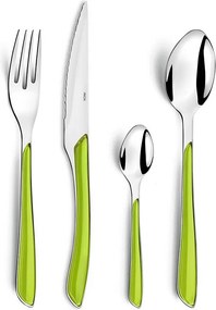 Zestaw sztućców 24 elementy Eclat Zielony Anyż Nowoczesny i Żywiołowy - Błyszczące Zielone Rękojeści Anyżu - Stal Nierdzewna Ząbkowana