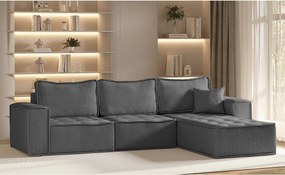 Narożnik w kształcie L Bohoo Maxi, tkanina Raven, Ciemnoszary, Prawy