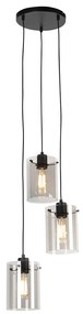 Inteligentna lampa wisząca czarna z przydymionym szkłem, w tym 3 lampy Wi-Fi ST64 - DomeDesignerski Oswietlenie wewnetrzne