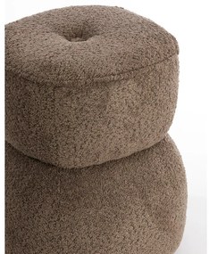 Brązowy puf z materiału bouclé Leyla – Light &amp; Living