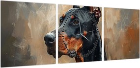 Obraz - Portret Dobrmana (z zegarem) (90x30 cm)