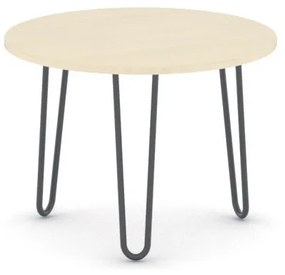 Okrągły stolik kawowy SPIDER, średnica 60 cm, czarna podstawa, brzoza
