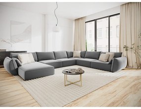 Jasnoszary aksamitny narożnik (prawostronny/w kształcie litery U) Vanda – Mazzini Sofas