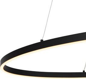 Designerska lampa wisząca czarna owalna z wbudowanym LED 3-stopniowo ściemnialna - Ovallo
