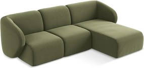 Zielony aksamitny narożnik (prawostronny/z szezlongiem) Lani – Makamii