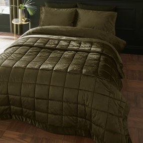 Aksamitna narzuta pikowana w kolorze khaki 220x220 cm Kingsley – Catherine Lansfield