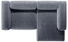 Szaroniebieski sztruksowy narożnik (prawostronny/z szezlongiem) Bergano – Cosmopolitan Design