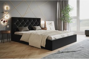 Łóżko dwuosobowe 180x200 Molly z pojemnikiem - welur, stelaż metalowy - czarny (Amor Velvet 4322)