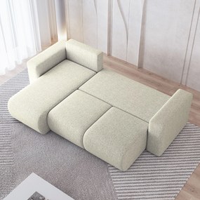 Masseno Narożnik RINOVA z funkcją spania i pojemnikiem na pościel Narozniki L, Rozkładana sofa - Kremowy, NEVE 02