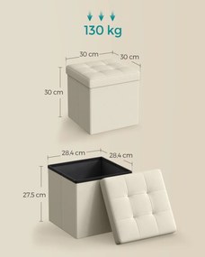 Stołek ze schowkiem OTTOMAN 30x30 cm, kremowy