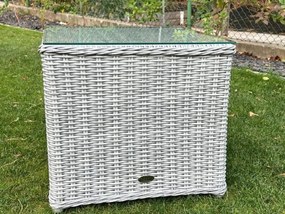 Stylowy stolik ogrodowy z szarego technorattanu