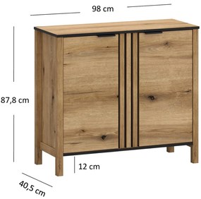 Komoda Dwudrzwiowa z Lamelami do Salonu VERVE 98 cm Dąb Evok Klasyczna Loft