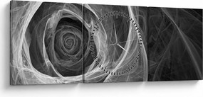 Obraz - Abstrakcyjna róża czarno-biała (z zegarem) (90x30 cm)