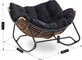 Bujany fotel ogrodowy z poduszką Elton, czarny