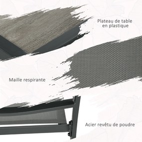 Outsunny Zestaw mebli ogrodowych, zestaw krzeseł ogrodowych, 1 stół, 4 krzesła, 150 x 87 x 72 cm, Szary