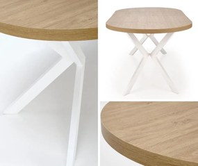 Okrągły rozkładany stół do jadalni Peroni dąb złoty / biały