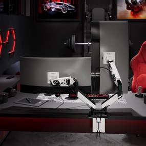 Podwójny uchwyt na monitory 49 cali, biało-czarny X-Arm Dual RGB