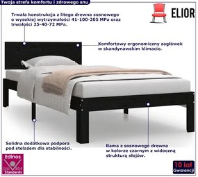 Czarne sosnowe łóżko jednoosobowe 90x200 - Xena 3X