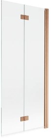 Mexen Mist parawan nawannowy 2-skrzydłowy prawy 80 x 150 cm, transparent, miedź szczotkowana - 8A9-080-002-65-00-P