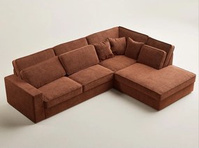 Narożnik z tkaniny szenilowej (prawostronny/w kształcie litery L) w kolorze miedzi Kirou – Maison de Rêve