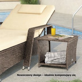 Stolik pomocniczy polirattanowy ROCCO, 40x45x45cm, kremowy Casaria