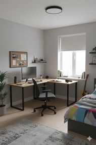 Narożne biurko w stylu loft 120x150x60 dąb craft złoty W0-S07