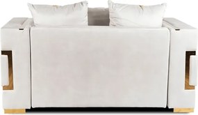 Sofa PALLAZO 2S Dwuosobowa Kremowo/Złota Welurowa Nowoczesna Glamour
