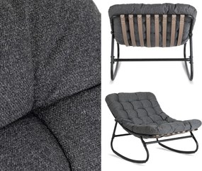 Bujany fotel na taras Aurora - bujak ogrodowy z pikowaną poduchą, szary