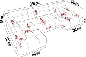 Narożnik COCOON XL w układzie U z elektryczną regulacją siedziska Lewostronny w tkaninie JAGUAR 12
