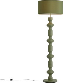Retro Lampa Podłogowa Zielona z Abażurem z Tkaniny 160 cm - Captain