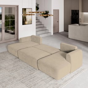 Masseno Narożnik SENTUM z funkcją spania i pojemnikiem na pościel Narozniki U, Rozkładana sofa - Beżowy, PAROS 02