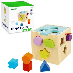 Tooky toy drewniany sorter kolorowa kostka z kolorowymi wzorami 13 el.