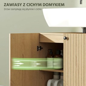 HOMCOM Szafka podumywalkowa do łazienki, 3-stopniowa półka, kółka, drewno