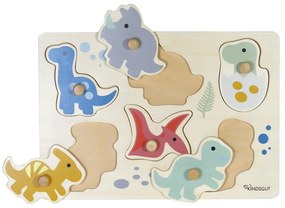 Drewniane puzzle (liczba elementów 6) Dinosaurs – Kindsgut