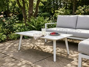 Stolik ogrodowy aluminiowy biały 120x60x43 cm lekki wytrzymały tarasowy