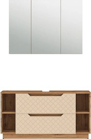 Zestaw mebli łazienkowych dąb/kaszmir ze strukturą płytek 119.2x35x62.5 lotta