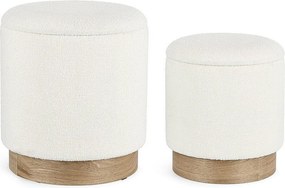 Zestaw 2 puf do przechowywania z drewna jesionowego i białego - ZOYA
