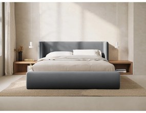 Szare tapicerowane łóżko dwuosobowe ze schowkiem ze stelażem 200x200 cm Jason – Windsor &amp; Co Sofas