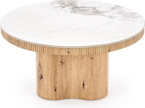 Okrągła ława 80 cm Magnum Halmar, biały marmur / naturalny