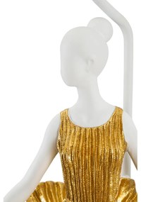 Lampa stołowa w biało-złotym kolorze z tekstylnym kloszem (wysokość 90,5 cm) Dancer – Mauro Ferretti