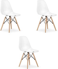 Krzesło Valora OSAKA z przezroczystymi naturalnymi nogami do salonu x3