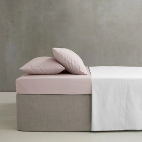 Jasnoróżowe prześcieradło z perkalu z gumką 90x190 cm Easy Iron Percale – Catherine Lansfield