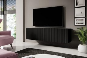 Szafka RTV wisząca Nicole 150 cm z szufladą - czarny / czarny mat
