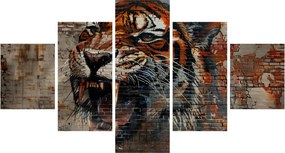 Obraz - Tygrys z cegieł (125x70 cm)