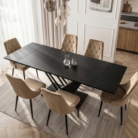 Stół Rozkładany Prostokątny REX 160-220 cm Czarny do Jadalni Loft