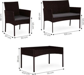 Zestaw mebli ogrodowych dla 4 osób Riviera 424, technorattan brązowy