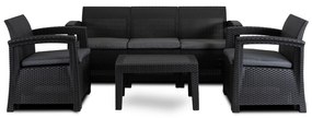 Zestaw Mebli Ogrodowych BRANDON Ciemnoszary Sofa Fotele Stolik Tarasowy Technorattan Nowoczesny