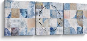 Obraz - Geometryczne kształty na ścianie (z zegarem) (90x30 cm)