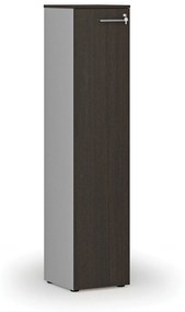 Szafa biurowa wąska PRIMO GRAY, 1781 x 400 x 420 mm, szary/wenge